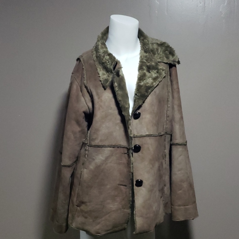 Cabela's Womens Jacket Faux Suede Brown Sz L EUC